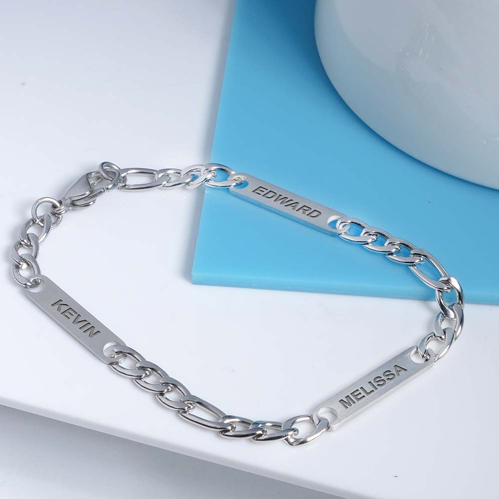 Men's Figaro Personalized Name ID Bracelet