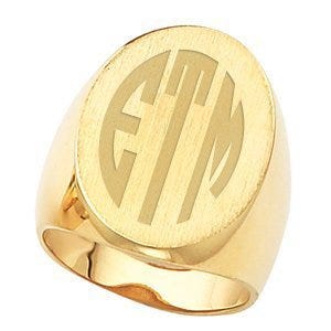 14K Gold Men's Oval Signet Ring