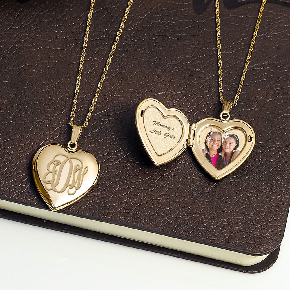Yellow Gold Monogram Initial Heart Photo Locket