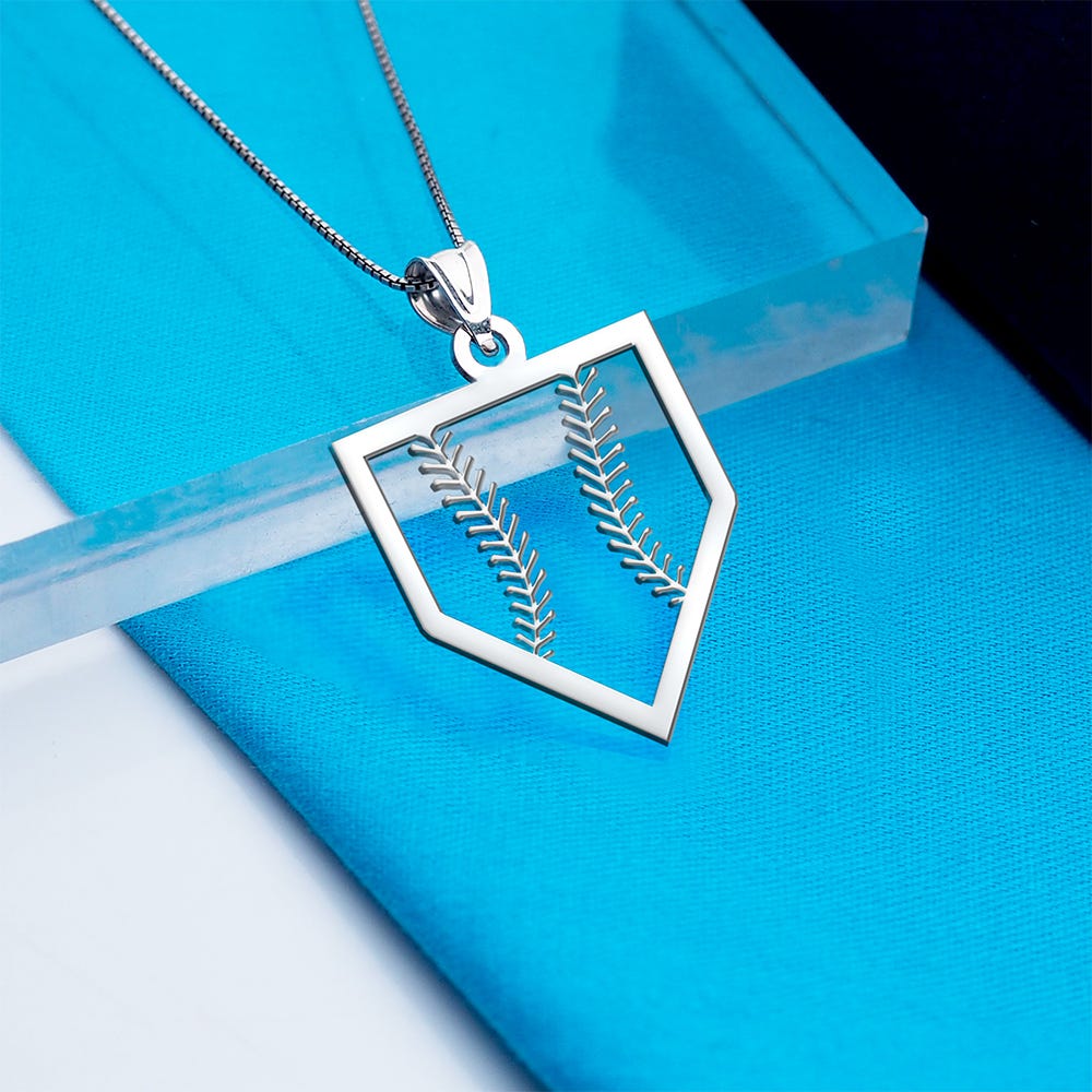 Baseball Stitching Homeplate Cut-Out Pendant or Charm