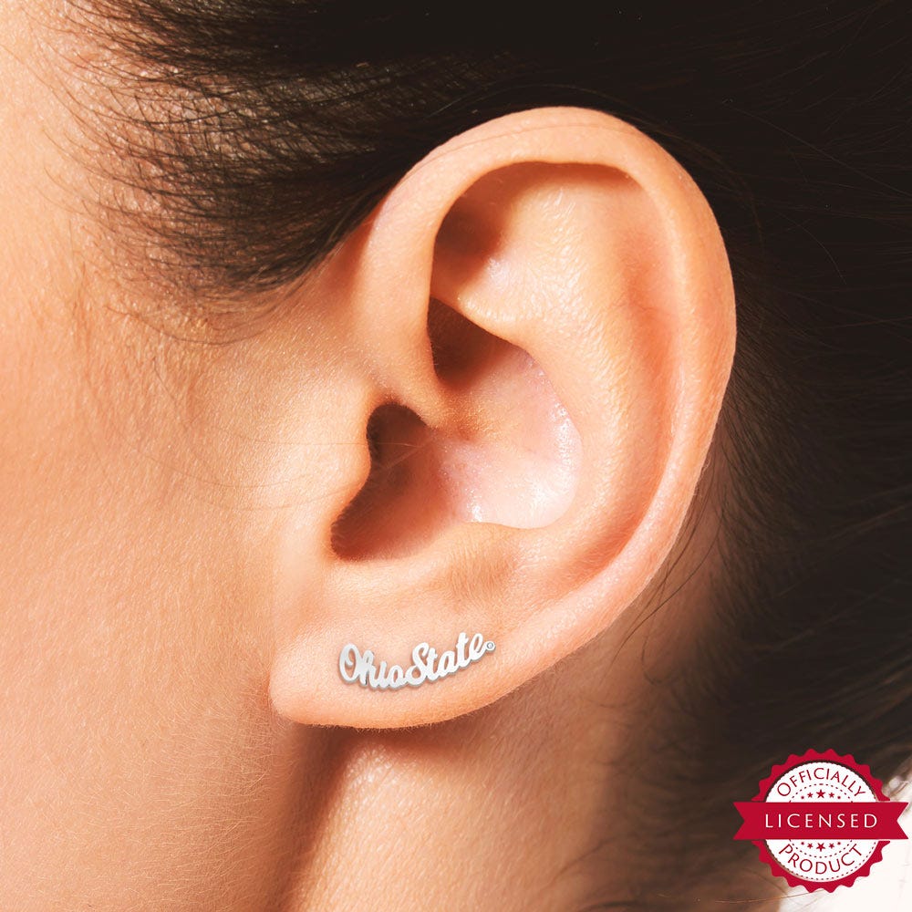 Pair Of Ohio State Script Earrings
