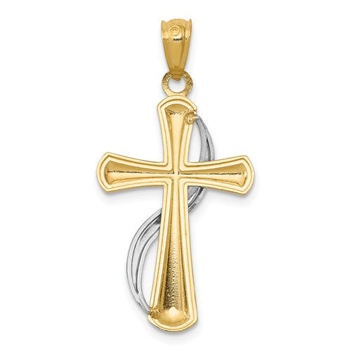 14k Two-tone Polished Cross Pendant