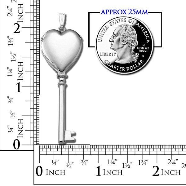 14k White Gold Key Heart Photo Locket