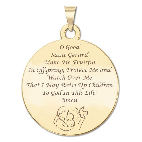 Saint Gerard Round Religious "Motherhood" Prayer Double Sided Religious Medal