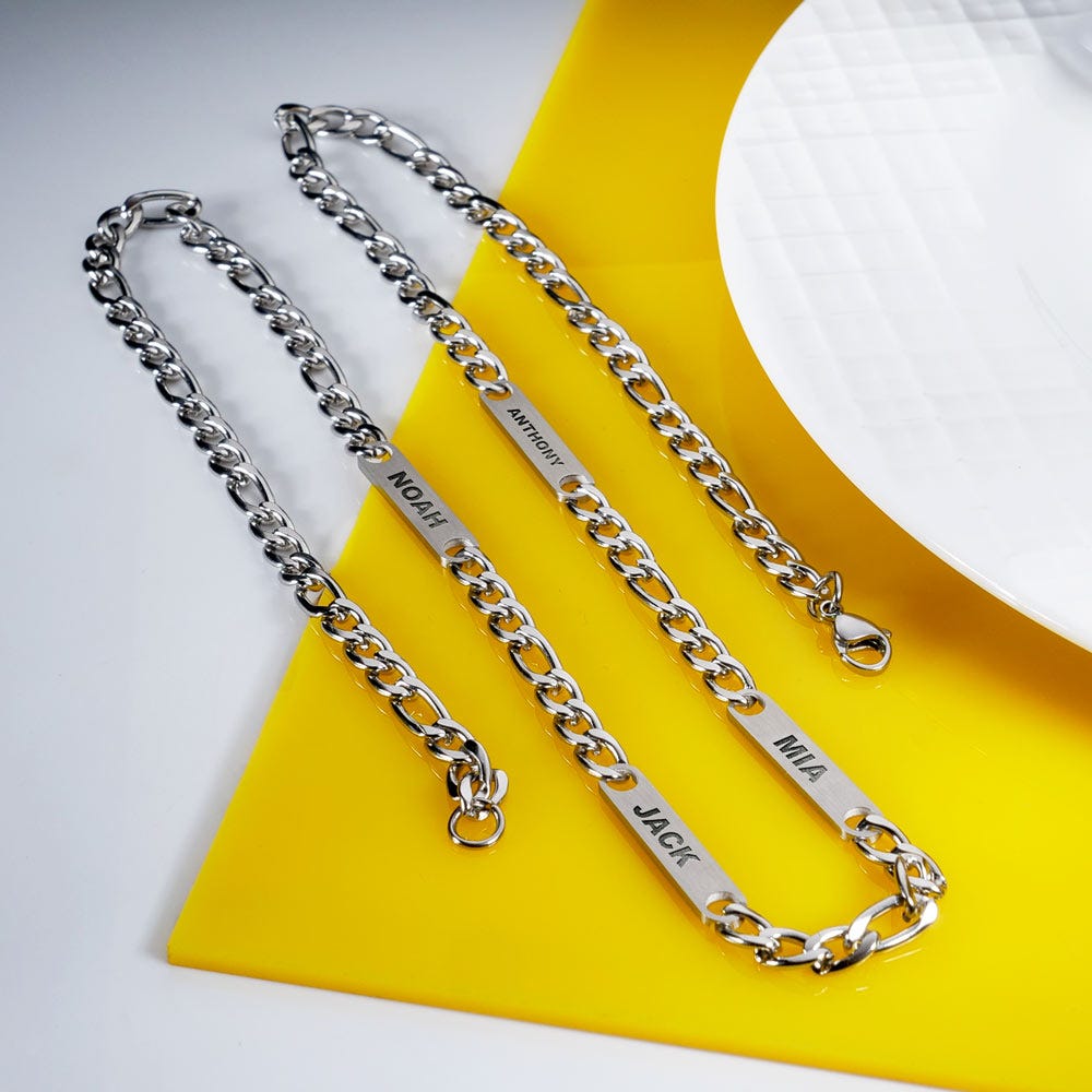 Men's Figaro Personalized Name ID Necklace