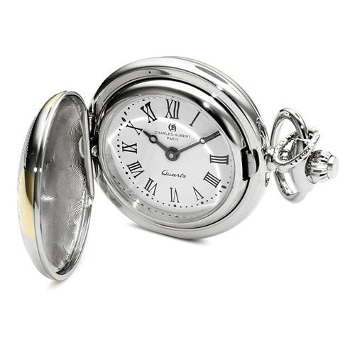 Charles Hubert Women's Two Tone Floral Design Necklace Watch
