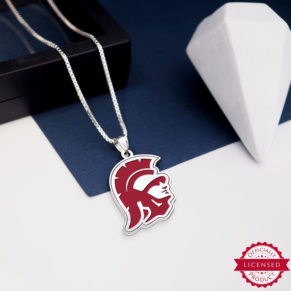 USC Color Enamel Trojan Head Necklace