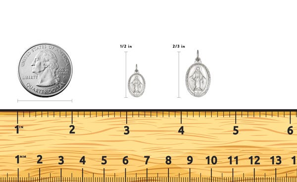 Miraculous Medal Polished Oval Pendant Charm