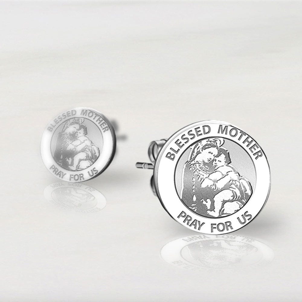 Pair of "Blessed Mother" Virgin Mary Earrings