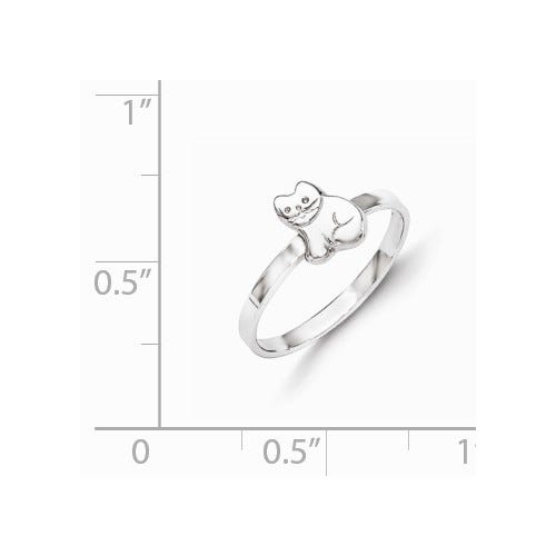 Sterling Silver High Polished Children's Cat Ring