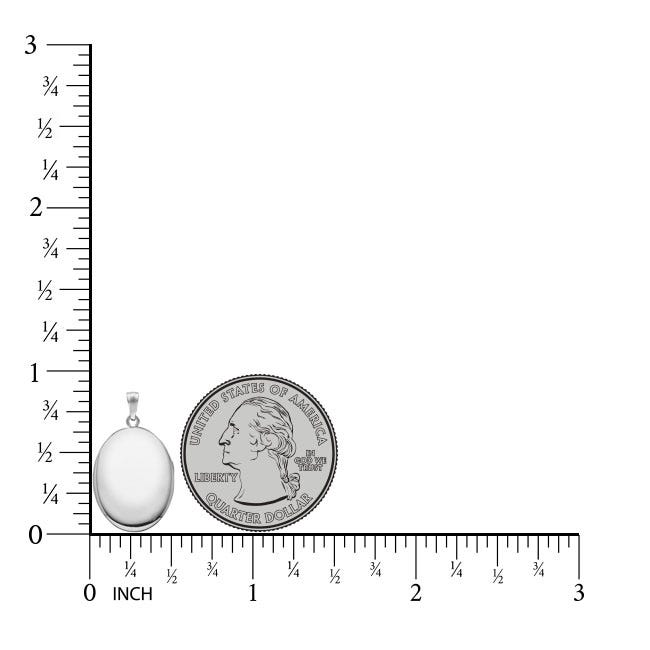 Sterling Silver Plain Small Oval Photo Locket