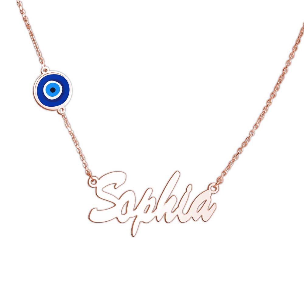 Evil Eye Custom Name Necklace