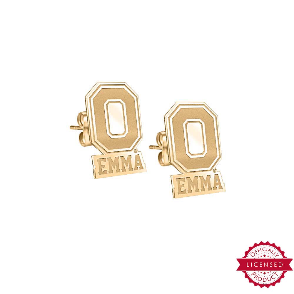 Personalized Pair of Ohio State O Logo with Name Earrings