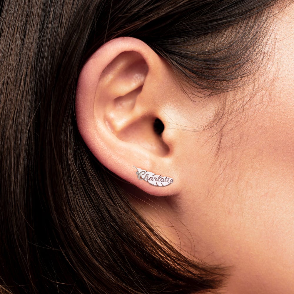 Pair of Feather Name Earrings