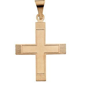 14K YELLOW GOLD GREEK CROSS PENDANT W/LINES