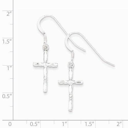 Sterling Silver Polished Cross Earrings