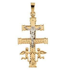 TWO TONE CARA VACA CROSS PENDANT