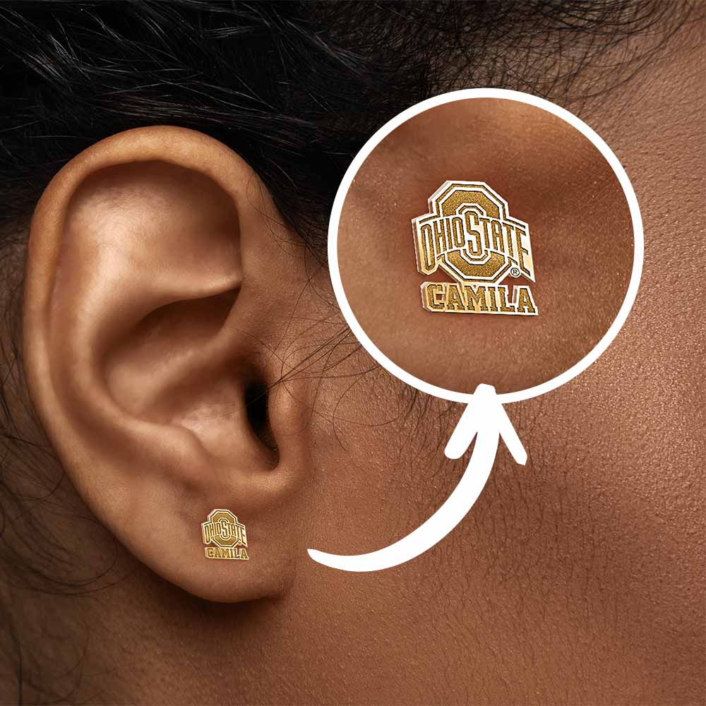Personalized Pair Of Ohio State Logo with Name Earrings