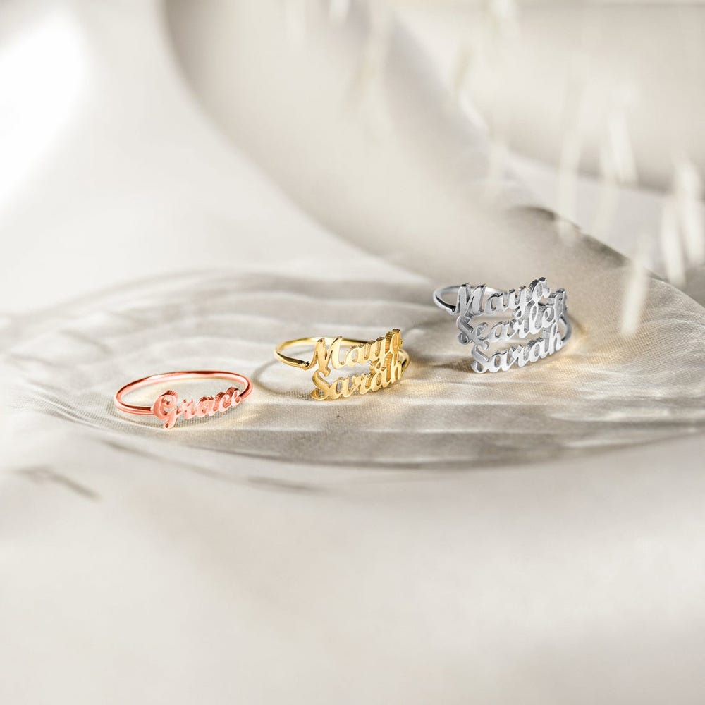 Personalized Script Name Ring With Up To 3 Names