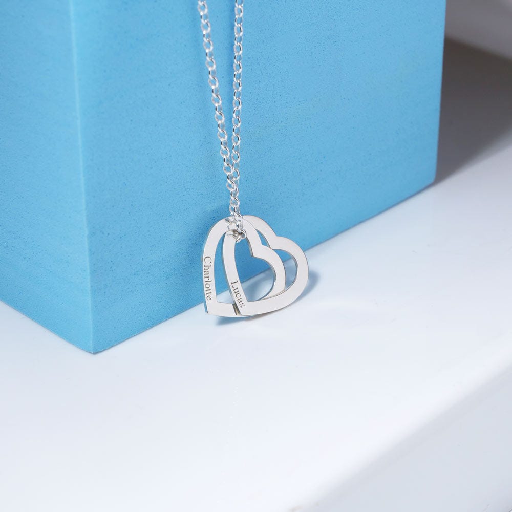 Overlapping Hearts With Names Pendant