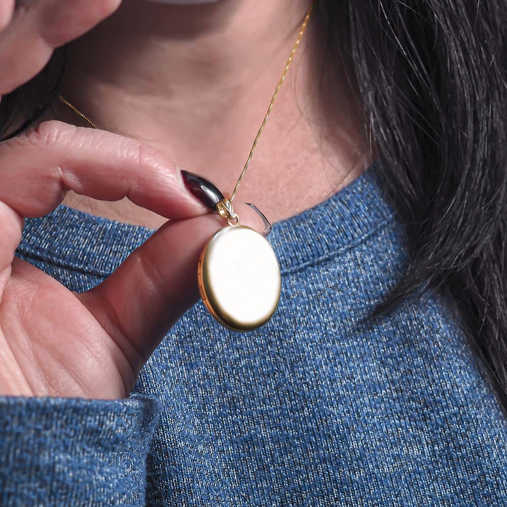 14k Gold Filled Small Oval Photo Locket - 1/2 inch x 2/3 inch