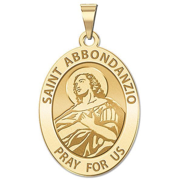 Saint Abbondanzio Oval Double Sided Soccer Religious Medal "EXCLUSIVE"