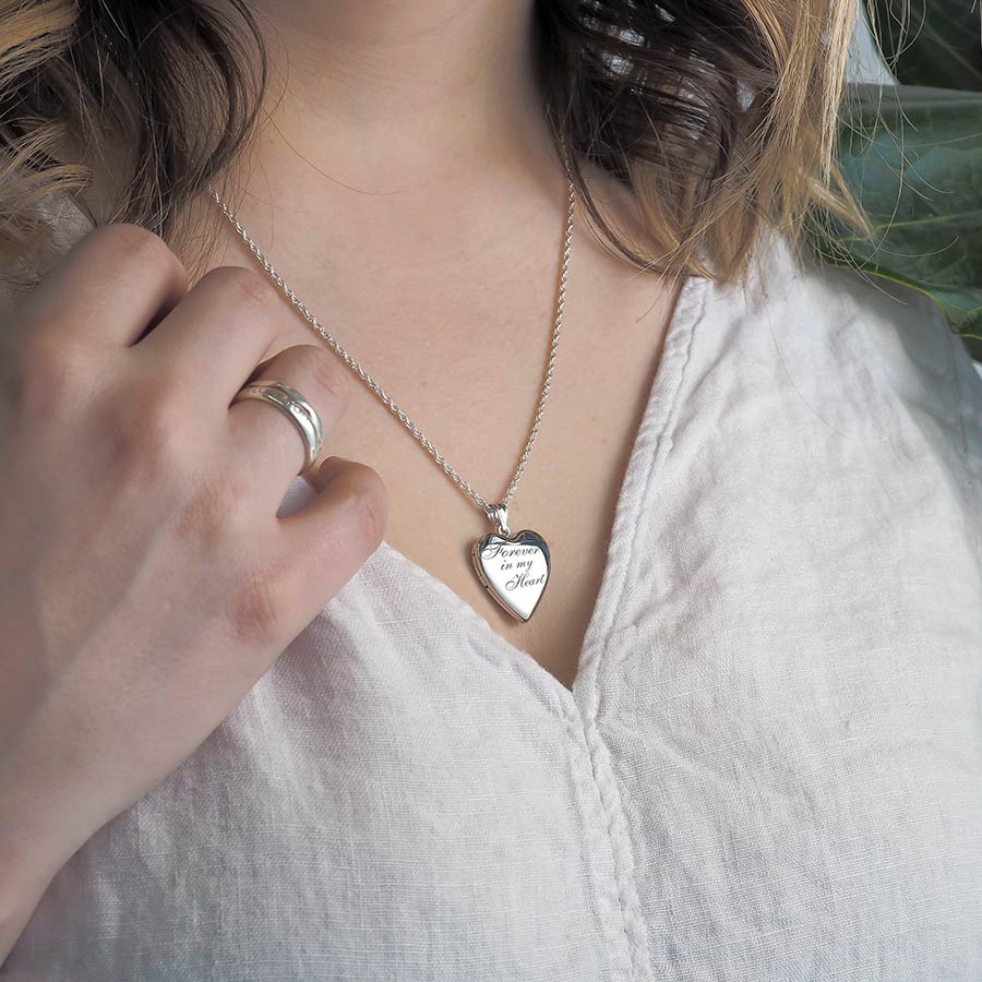 14K White Gold Forever In My Heart Photo Locket