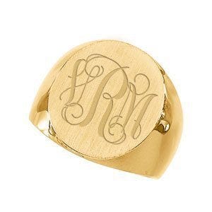 14K Gold Men's Round Signet Ring