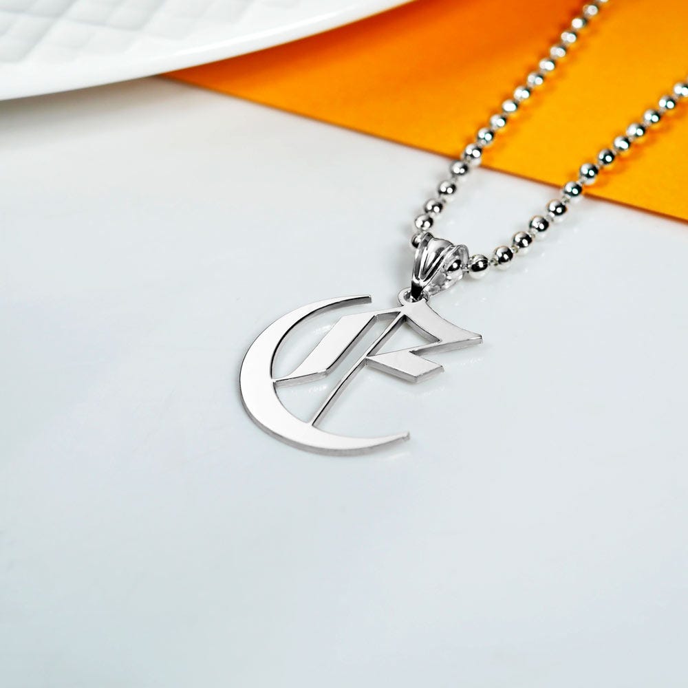 Personalized First Initial Old English Pendant with Paperclip Chain