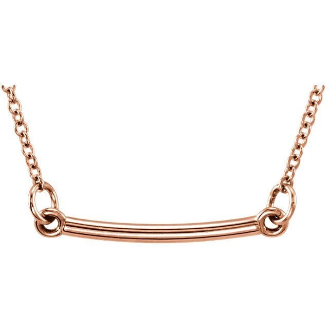 14K Gold Petite Bar Necklace with 18 inch Chain
