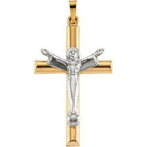 TWO TONE RISEN CHRIST CRUCIFIX PENDANT