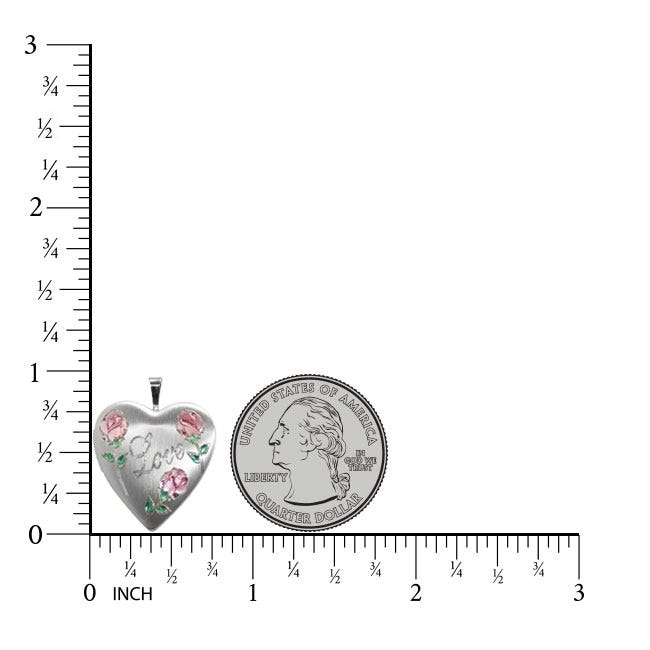 Sterling Silver Love with Rose Heart Photo Locket