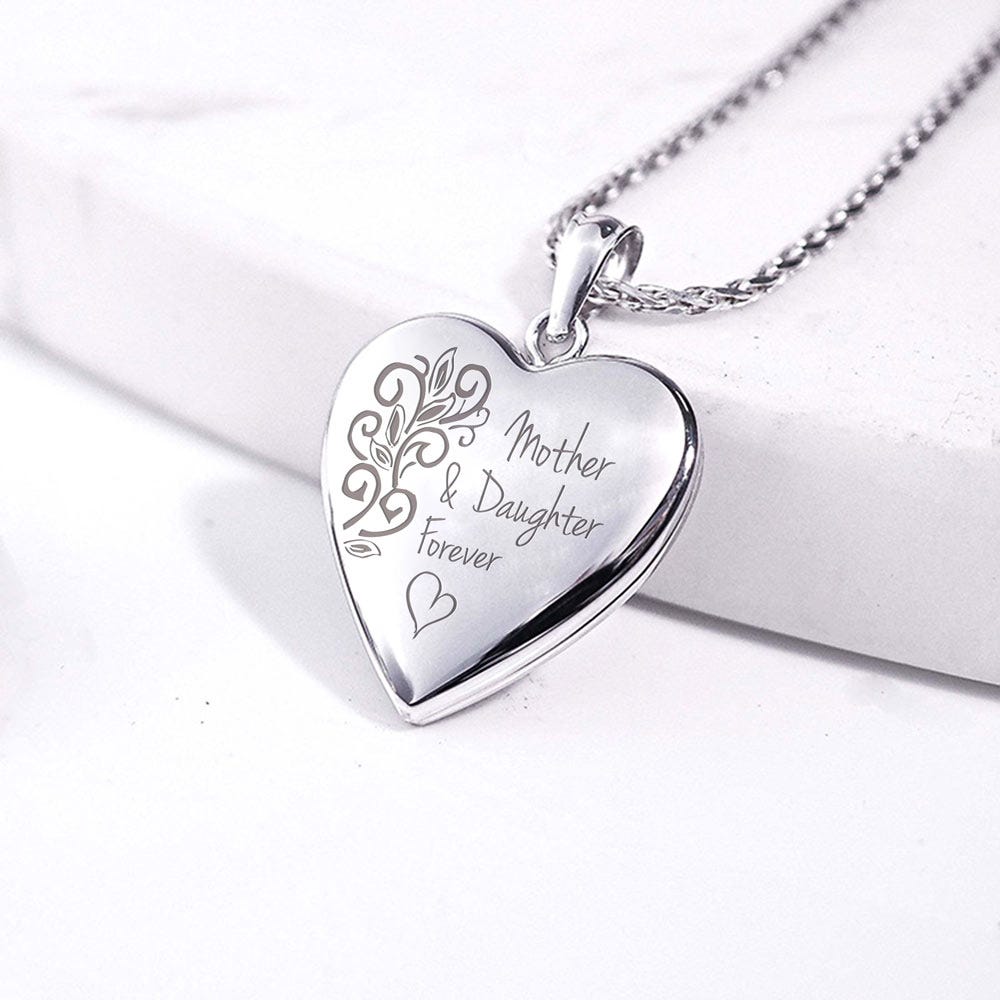 Sterling Silver Mother & Daughter Forever Heart Photo Locket