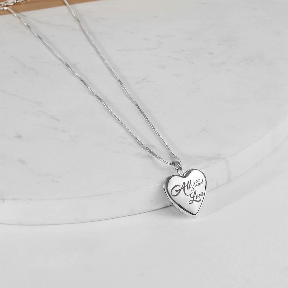 Sterling Silver "All You Need is Love" Heart Photo Locket