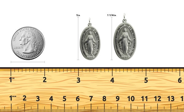 Pewter Polished Miraculous Medal Pendant
