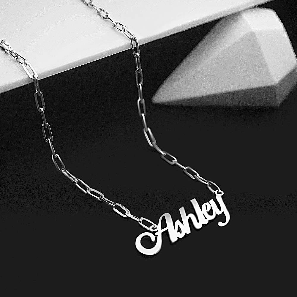 Script Name Necklace with Paperclip Chain Included