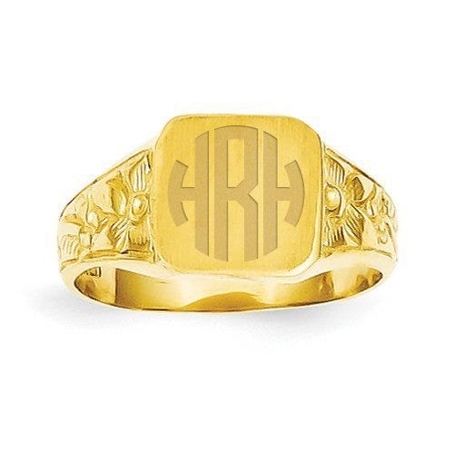 14K Gold Boy's Fancy Square Signet Ring