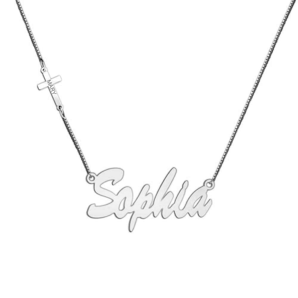 Cross Charm Personalized Name Necklace