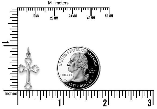 Sterling Silver Budded Cross w/CZ Charm