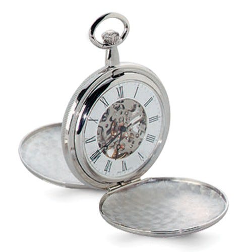 Charles Hubert Chrome Tone Two Photo Pocket Watch