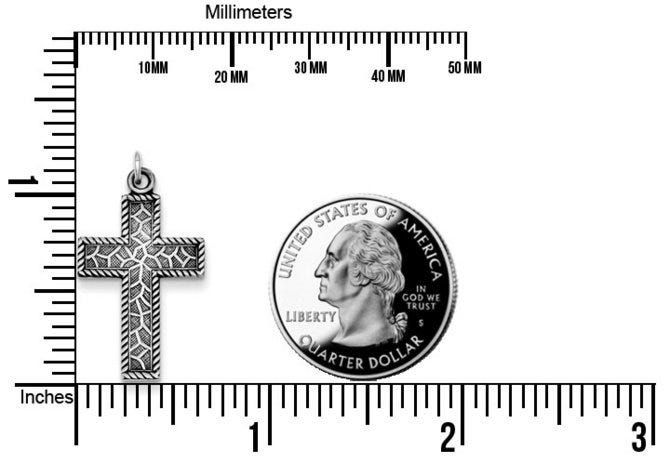 Sterling Silver Antiqued Thorn Cross Charm