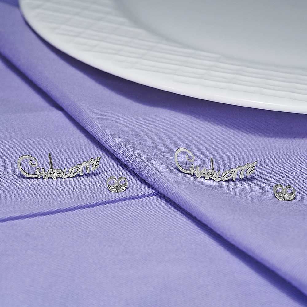 Pair Of Script  "Fairy Tale" Name Earrings