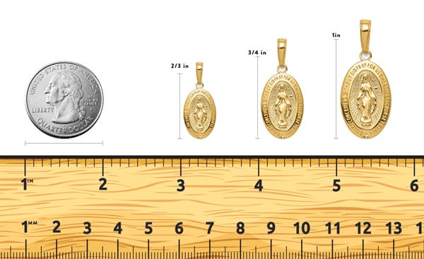 14K Yellow Gold Oval Miraculous Medal