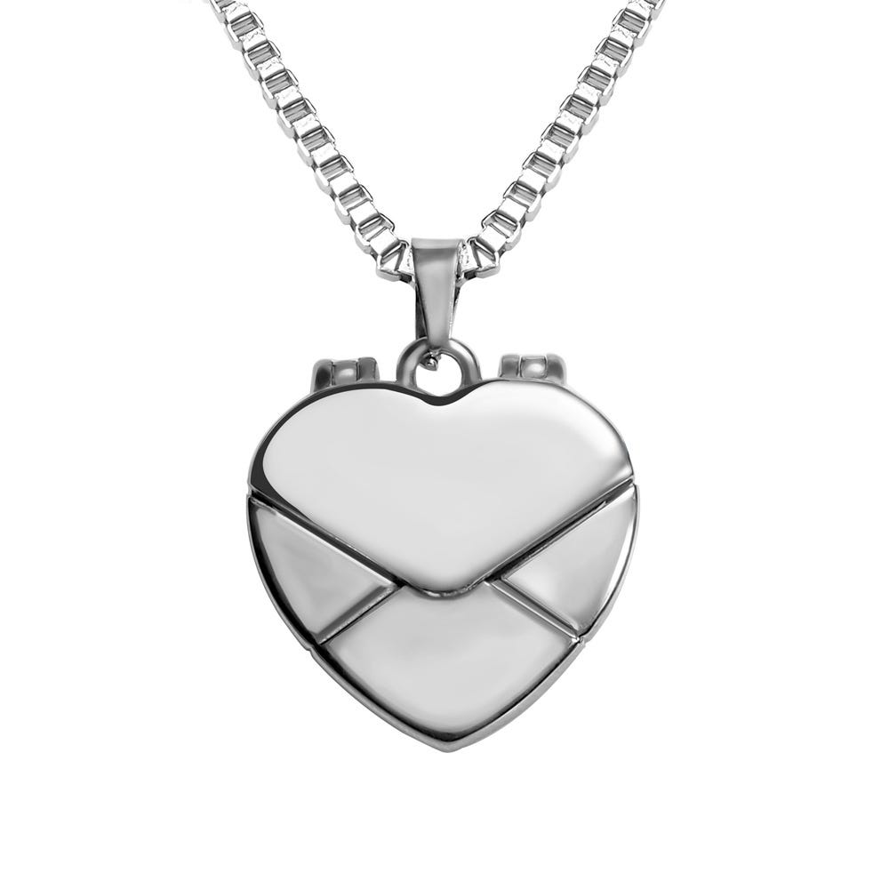 Stainless Steel Envelope Heart Photo Locket