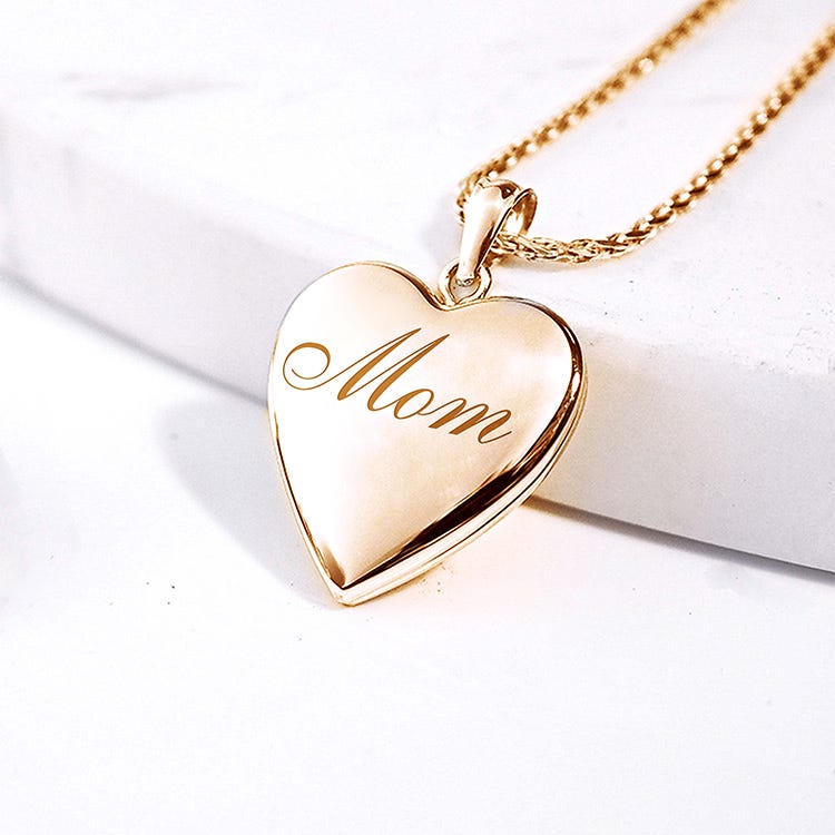Yellow Gold Mom Heart Photo Locket