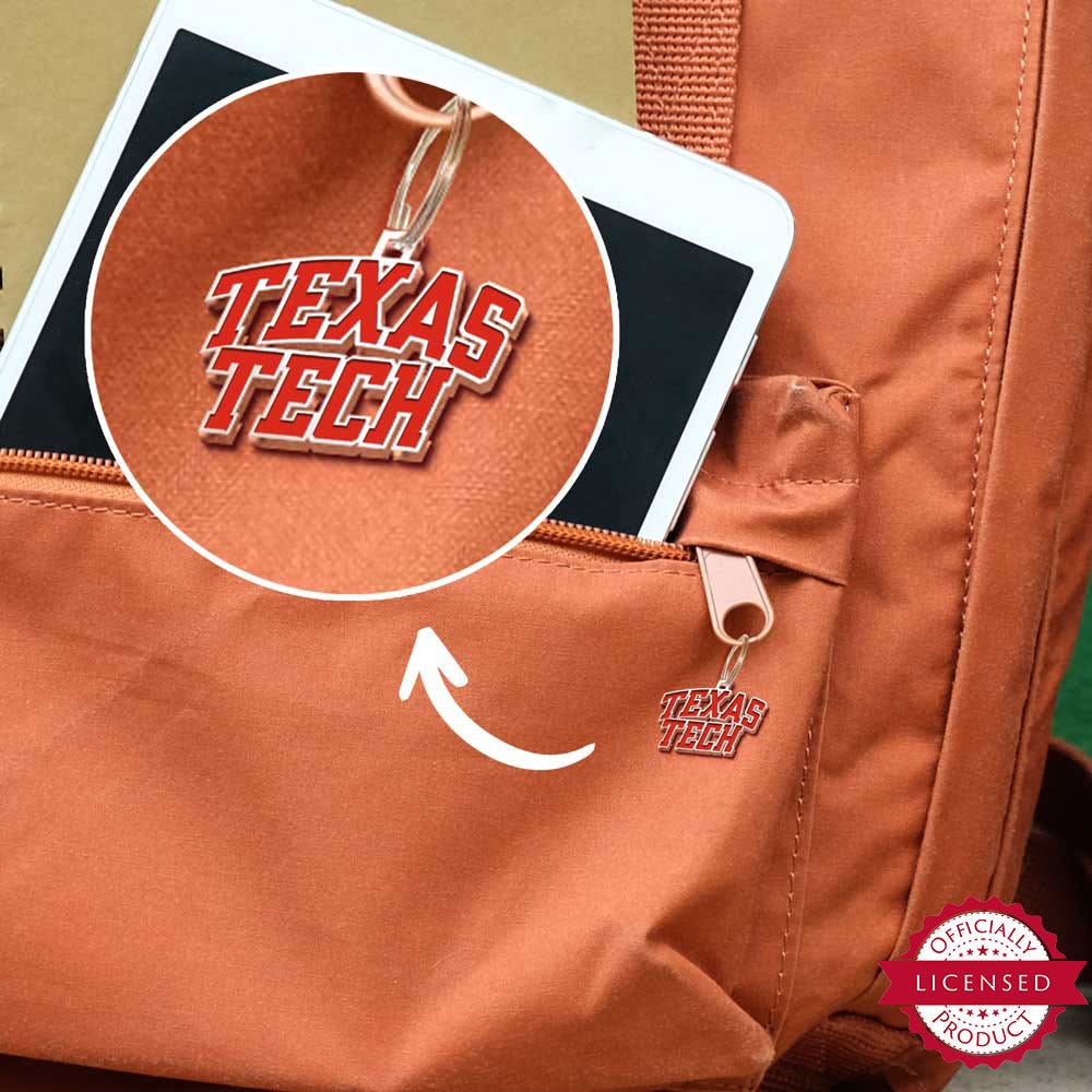 Texas Tech Block Color Enamel Zipper Pull