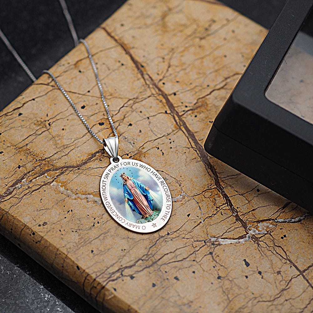 Miraculous Medal Exclusive Color Oval Pendant