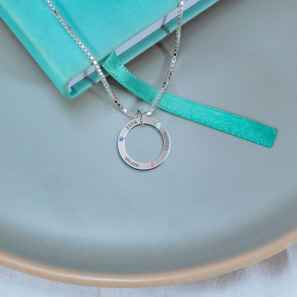 Personalized Three Birthstones Disc