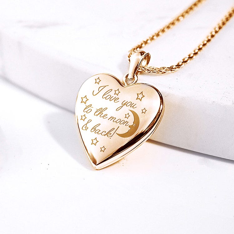 Yellow Gold To The Moon & Back Heart Photo Locket