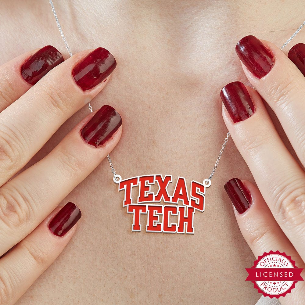 Texas Tech University Color Enamel Block Necklace